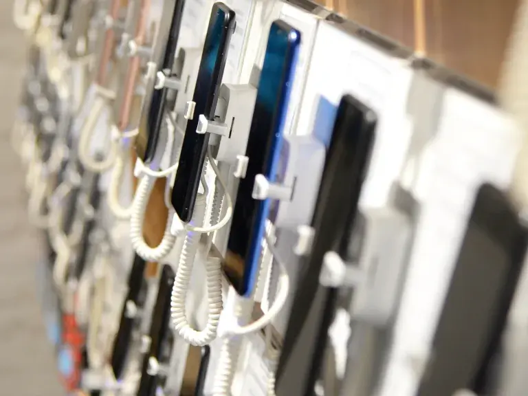 Smartphones on display