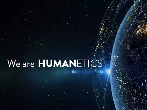 Humanetics logo next to planet 